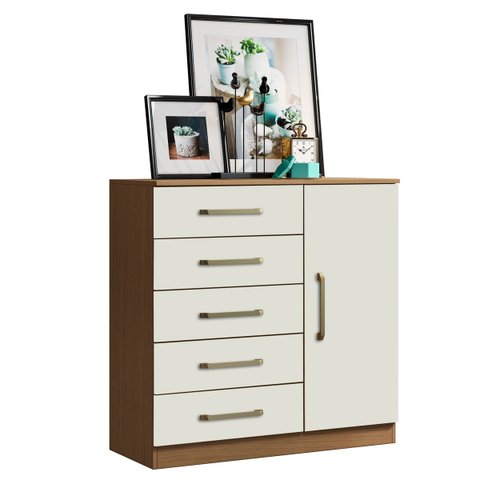 Cômoda 5 Gavetas 1 Porta Lily Atacama/off White