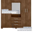 Ver imagem 4 de Guarda-Roupa Capelinha 6 Portas com Espelho e 3 Gavetas com Chave Gales Marrom/Malbec