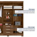 Ver imagem 6 de Guarda-Roupa Capelinha 6 Portas com Espelho e 3 Gavetas com Chave Gales Marrom/Malbec