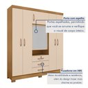 Ver imagem 6 de Guarda-Roupa Capelinha 6 Portas com Espelho e 3 Gavetas com Chave Gales Off White/Carvalho Americano