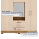 Ver imagem 7 de Guarda-Roupa Capelinha 6 Portas com Espelho e 3 Gavetas com Chave Gales Off White/Carvalho Americano