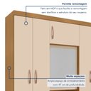 Ver imagem 5 de Guarda-Roupa Capelinha 6 Portas com Espelho e 3 Gavetas com Chave Gales Off White/Carvalho Americano
