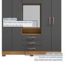 Ver imagem 7 de Guarda-Roupa Capelinha 6 Portas com Espelho e 3 Gavetas com Chave Gales Cinza/Carvalho Americano/Grafite