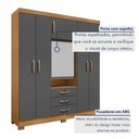 Ver imagem 6 de Guarda-Roupa Capelinha 6 Portas com Espelho e 3 Gavetas com Chave Gales Cinza/Carvalho Americano/Grafite