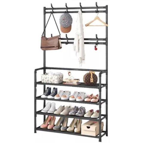 Sapateira Cabideiro Arara Multifunção Organizador para Roupas, Sapatos e Bolsas com 12 Pares e 4