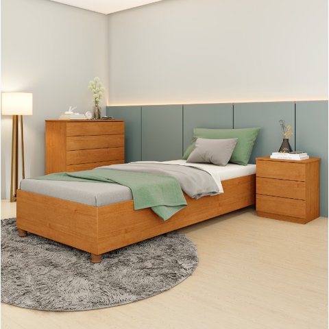 Cama Box Solteiro Mônaco Ripas Multilaminadas - Móveis Tcil