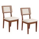 Ver imagem 3 de Conjunto Mesa de Jantar Redonda 4 Cadeiras Estofadas Encosto Tela 100% MDF Pinhão/Cesare Claro - Dal