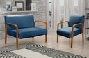 Ver imagem 1 de Conjunto Decorativo Anita Kit Namoradeira + Poltrona Sala, Recepção Azul 330