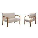 Ver imagem 2 de Conjunto Decorativo Anita Kit Namoradeira + Poltrona Sala, Recepção Bege 140
