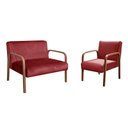 Ver imagem 2 de Conjunto Decorativo Anita Kit Namoradeira + Poltrona Sala, Recepção Vermelho Bordô 110