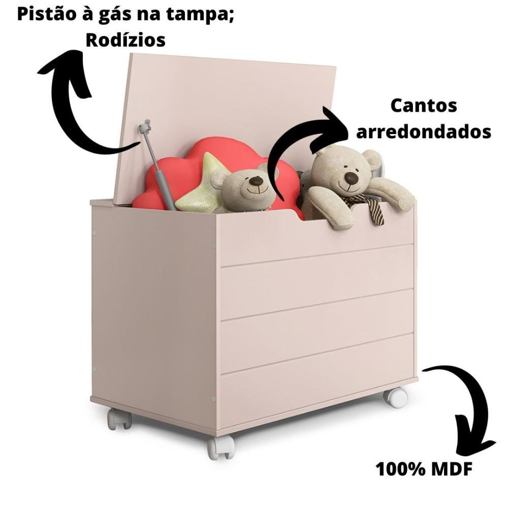 Caixa Baú Organizadora Infantil Toys Com Tampa E Rodizios Rosê - 2