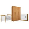 Quarto de Bebê com Berço Mini Cama, Cômoda 1 Porta 4 Gavetas e Roupeiro 4 Portas 3 Gavetas 100% Mdf - 1