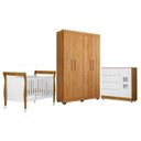 Ver imagem 1 de Quarto de Bebê com Berço Mini Cama, Cômoda 1 Porta 4 Gavetas e Roupeiro 4 Portas 3 Gavetas 100% MDF Marrom/Branco/Madeirado Ypê