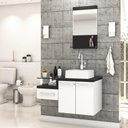 Ver imagem 1 de Conjunto Balcão C-cuba Q32 e Espelheira Legno 831 Branco Chess C-nogal Branco Chess C-preto Ônix
