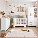 Ver imagem 1 de Quarto de Bebê com Berço Mini Cama, Cômoda 1 Porta 4 Gavetas e Roupeiro Flocos 3 Portas 2 Gavetas Br