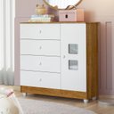Ver mais imagens de Quarto de Bebê com Berço Mini Cama, Cômoda 1 Porta 4 Gavetas e Roupeiro Flocos 3 Portas 2 Gavetas Branco/Madeirado Ypê