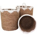 Ver imagem 5 de Jogo 3 Cesta Decorativa Organizadora Multiuso Fibra Natural