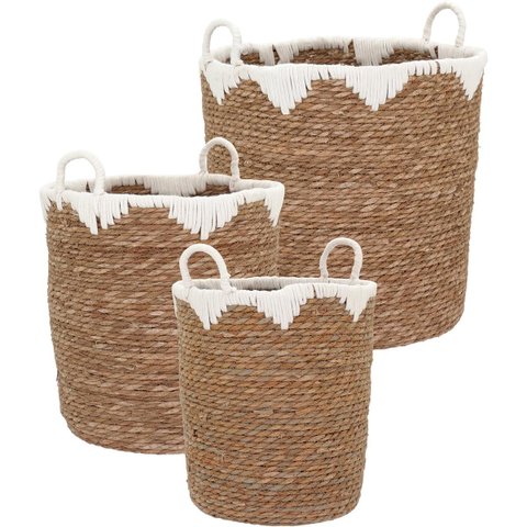 Jogo 3 Cesta Decorativa Organizadora Multiuso Fibra Natural