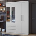 Ver imagem 2 de Conjunto de Guarda-roupa Solteiro com Espelho 4 Portas 2 Gavetas Zeus e Cômoda da Vinci