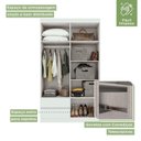 Ver mais imagens de Conjunto de Guarda-roupa Solteiro com Espelho 4 Portas 2 Gavetas Zeus e Cômoda da Vinci