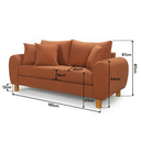 Ver imagem 2 de Sofa Living 185cm Tecido Boucle Almofadas Soltas Pes em Madeira:Terracota