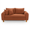 Ver imagem 1 de Sofa Living 185cm Tecido Boucle Almofadas Soltas Pes em Madeira:Terracota