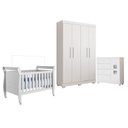 Ver imagem 1 de Quarto de Bebê com Berço Mini Cama, Cômoda 1 Porta 4 Gavetas e Roupeiro 4 Portas 3 Gavetas 100% MDF Branco