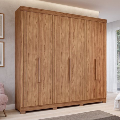 Guarda-Roupa Casal 6 Portas com Pés 234cm 100% MDF Boston Espresso Móveis Marrom/Cinamomo
