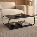 Ver imagem 1 de Mesa de Centro para Sala de Estar 80cm Orgânica Industrial Alek A03 Nero Preto - Lyam Decor