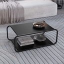 Ver imagem 3 de Mesa de Centro para Sala de Estar 80cm Orgânica Industrial Alek A03 Nero Preto - Lyam Decor