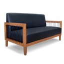 Ver imagem 2 de Conjunto Poltrona e Namoradeira Sala de Estar Pés Madeira Maciça Corda Náutica Preta 160cm Manila Pu