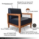 Ver imagem 5 de Conjunto Poltrona e Namoradeira Sala de Estar Pés Madeira Maciça Corda Náutica Preta 160cm Manila Pu