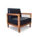 Ver imagem 3 de Conjunto Poltrona e Namoradeira Sala de Estar Pés Madeira Maciça Corda Náutica Preta 160cm Manila Pu