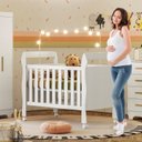 Ver mais imagens de Quarto de Bebê com Berço Mini Cama, Cômoda 1 Porta 4 Gavetas e Roupeiro Flocos 3 Portas 2 Gavetas Branco