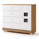 Ver imagem 2 de Quarto de Bebê com Berço com Suporte, Cômoda 1 Porta 4 Gavetas e Roupeiro Flocos 3 Portas 2 Gavetas