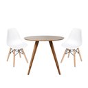 Ver imagem 1 de Conjunto Mesa Square Redonda Tampo Bétula 88cm com 2 Cadeiras Eiffel Branca Abra Cadabra Móveis