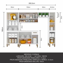 Armário de Cozinha Tieli 5 Peças Branco - Móveis Arapongas Branco - 3