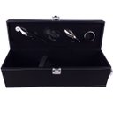 Ver imagem 4 de Maleta Porta Vinho Couro Pu P/ 01 Garrada C/ 4 Acessórios - Cor Preto