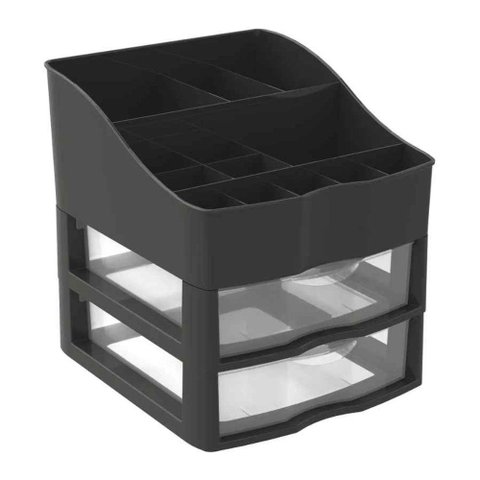 Kit Organizador de Cosméticos e Maquiagem Preto C/2 Gavetas Nitron