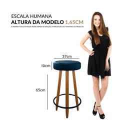 Kit 04 Banco Banqueta Alta Camila Espuma P/balcão Azul - 4