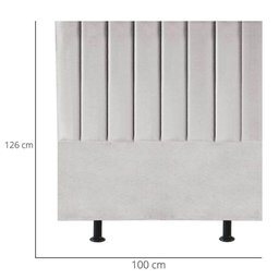 Cabeceira Estofada Cama Solteiro 100cm Lídia Suede e Frame Cinza Claro - 3