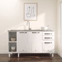 Ver imagem 1 de Balcão de Cozinha para Pia em Aço 3 Portas 2 Gavetas com Nichos 150cm Star New Branco