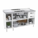 Ver imagem 6 de Balcão de Cozinha para Pia em Aço 3 Portas 2 Gavetas com Nichos 150cm Star New Branco