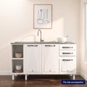 Ver imagem 3 de Balcão de Cozinha para Pia em Aço 3 Portas 2 Gavetas com Nichos 150cm Star New Branco