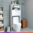 Ver imagem 2 de Armário Multifuncional Banheiro Lavabo 63x160 cm Porta Basculante Prateleira MDP Branco 0550 - Prime