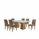Ver imagem 2 de Conjunto de Mesa 180x90cm com 6 Cadeiras Valentina MDF Marrom Capuccino/Imbuia/Ripado