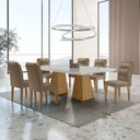 Ver imagem 1 de Conjunto de Mesa 180x90cm com 6 Cadeiras Valentina MDF Marrom Capuccino/Imbuia/Ripado