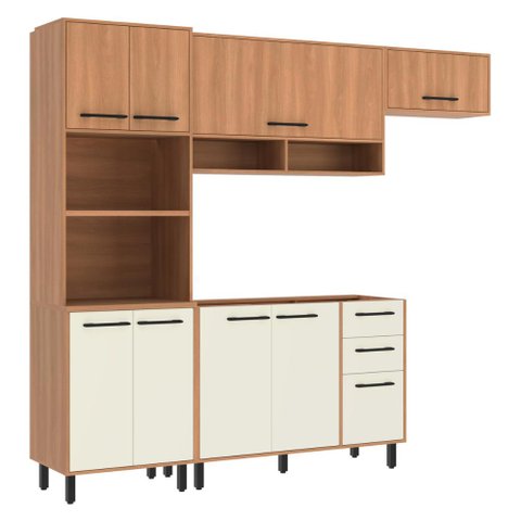 Armário de Cozinha Compacta Modulada 4 Peças com Gabinete Pia Havana Multimóveis Cr20321