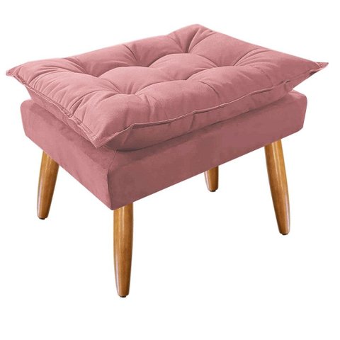 Puff Decorativo Opala Suede Pés Palito - Bela Móveis:rose