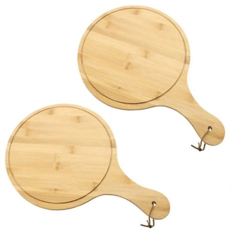 Conjunto 2 Tábuas de Servir Redonda Bambu 30cm Class Home